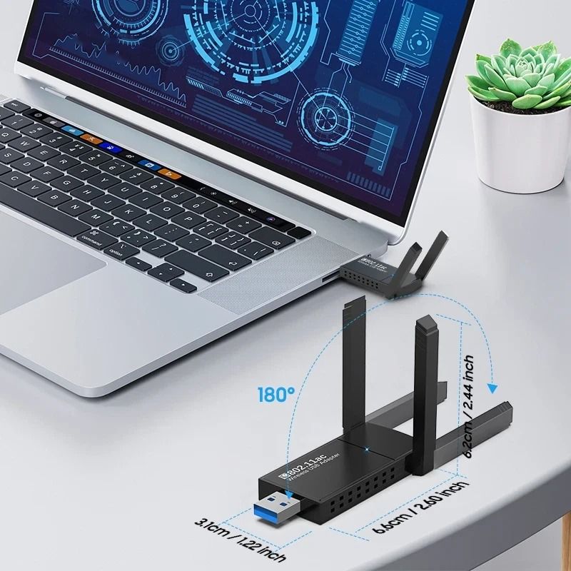 USB Wireless WiFi Adapter HighSpeed Dual Band Network Dongle Long Range 8