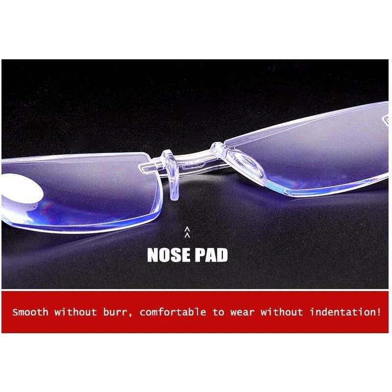 Mens Rimless Blue Light Blocking Reading Glasses Unisex Polycarbonate Lenses 8