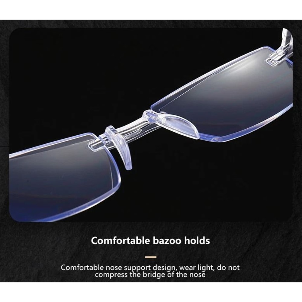 Mens Rimless Blue Light Blocking Reading Glasses Unisex Polycarbonate Lenses 14
