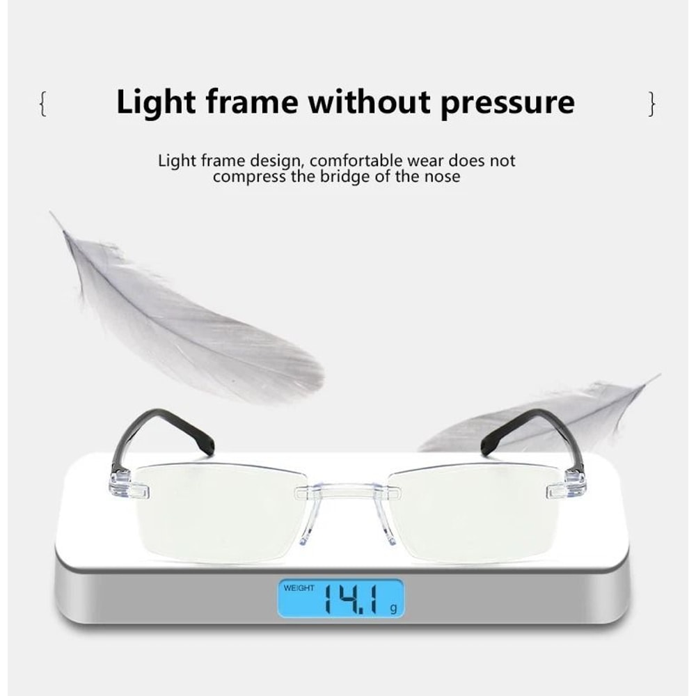 Mens Rimless Blue Light Blocking Reading Glasses Unisex Polycarbonate Lenses 16