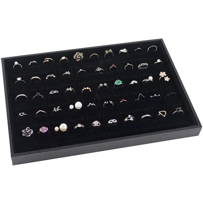 Jewelry Ring Display Organizer Tray Elegant Storage For Rings Earrings Stackable Storage Box Case 11