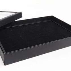 jewelry ring display organizer tray elegant storage for rings & earrings, stackable storage box case for jewelry