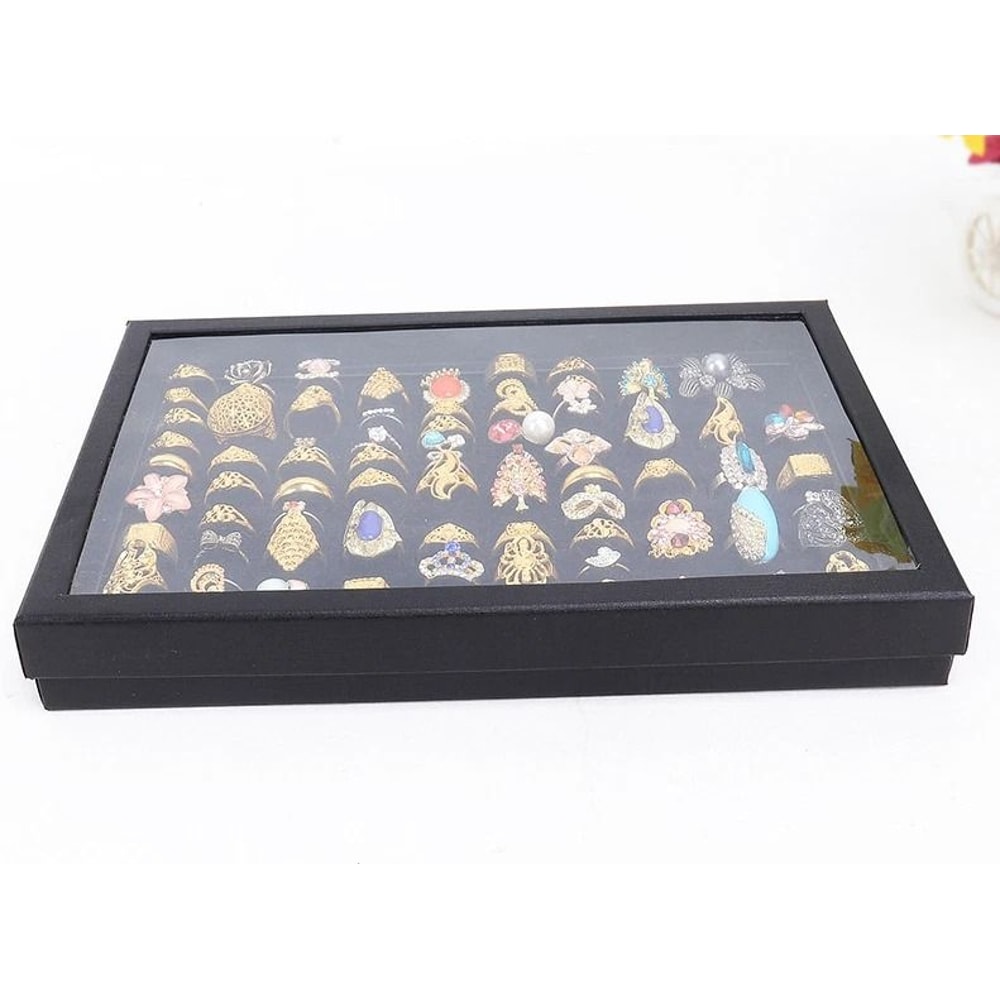 Jewelry Ring Display Organizer Tray Elegant Storage For Rings Earrings Stackable Storage Box Case 3