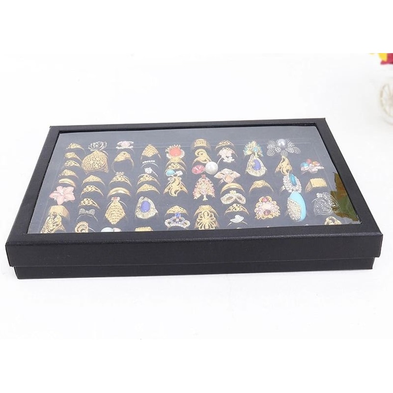 Jewelry Ring Display Organizer Tray Elegant Storage For Rings Earrings Stackable Storage Box Case 3