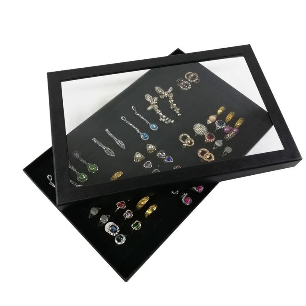 Jewelry Ring Display Organizer Tray Elegant Storage For Rings Earrings Stackable Storage Box Case 6