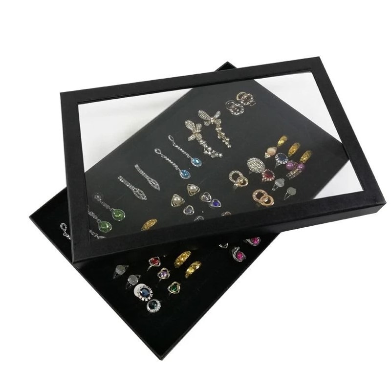 Jewelry Ring Display Organizer Tray Elegant Storage For Rings Earrings Stackable Storage Box Case 6