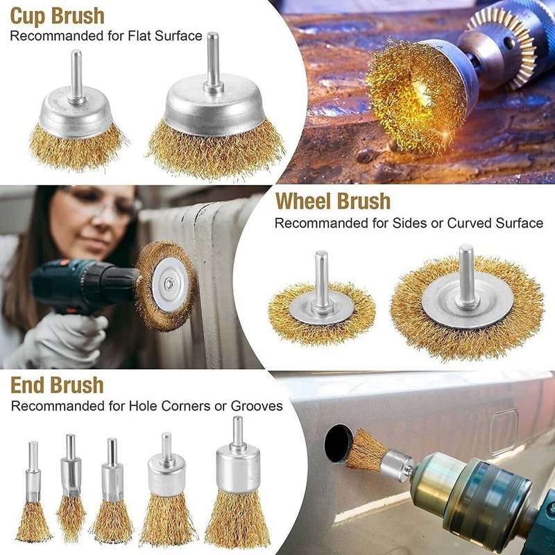 Crimped Carbon Steel Wire Wheel Cup Brush Set For Drill Attachments Ideal For Rust Removal Paint St 3