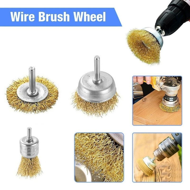 Crimped Carbon Steel Wire Wheel Cup Brush Set For Drill Attachments Ideal For Rust Removal Paint St 5