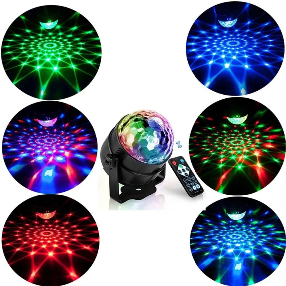 Premium LED Sound Activated Disco Ball Light With Remote Control Party Lights 13