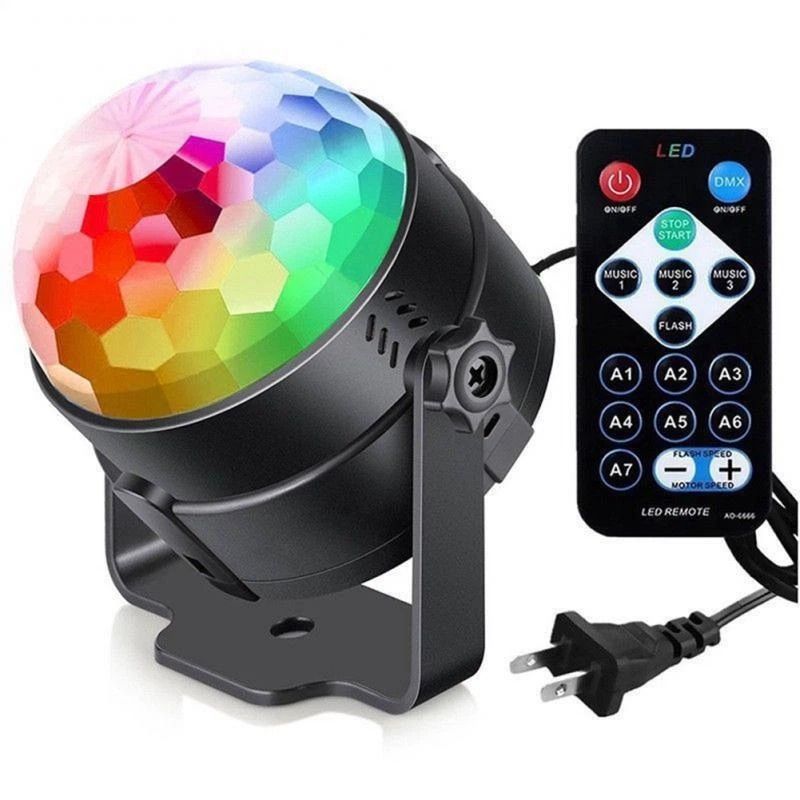 Premium LED Sound Activated Disco Ball Light With Remote Control Party Lights 12