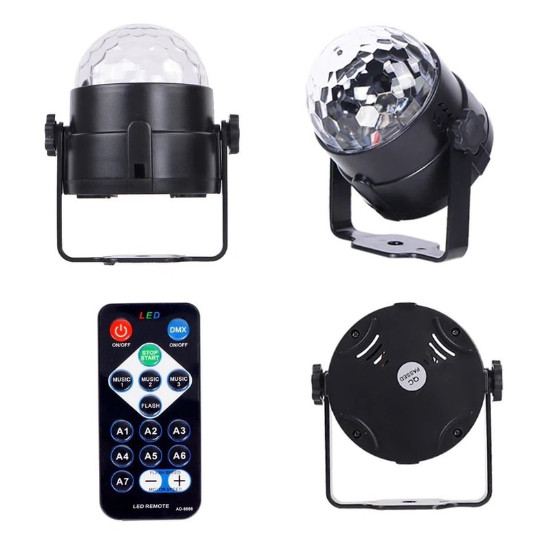 Premium LED Sound Activated Disco Ball Light With Remote Control Party Lights 7