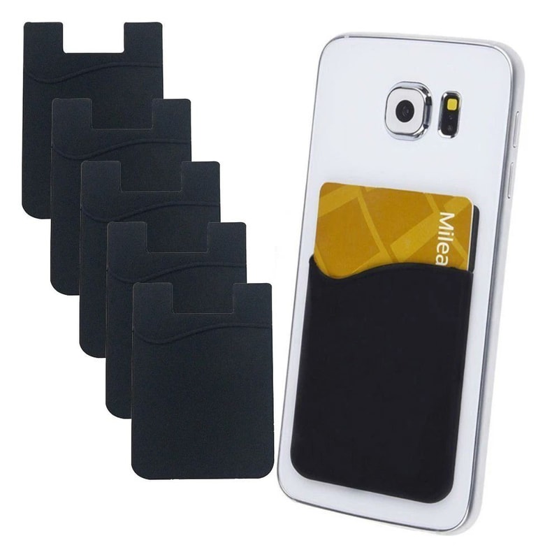 Silicone Credit Card Holder For Cell Phones Adhesive Wallet Pocket Stickers In Black 10