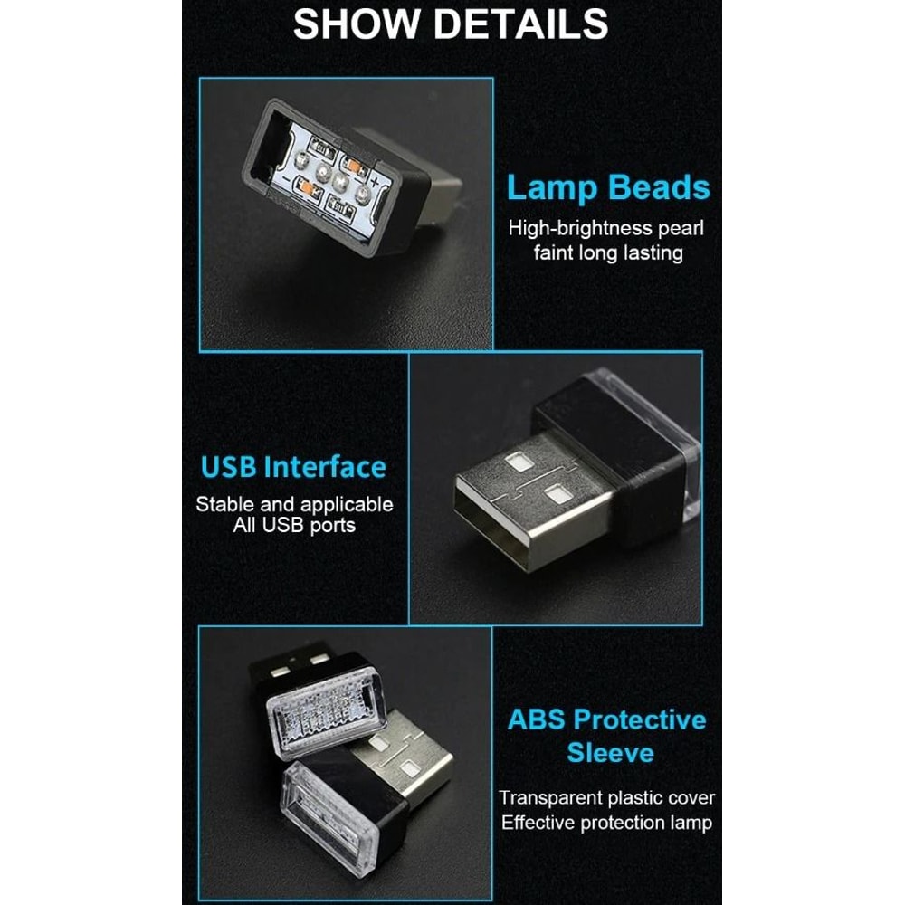 Mini Blue LED USB Car Interior Light Kit Neon Atmosphere Lamp For Cars Home USB Powered Ambient Li 3