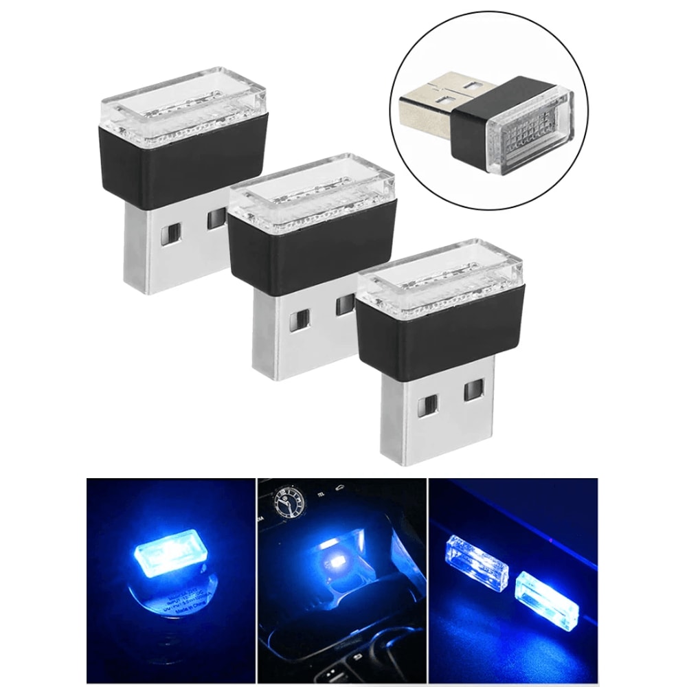 Mini Blue LED USB Car Interior Light Kit Neon Atmosphere Lamp For Cars Home USB Powered Ambient Li 12