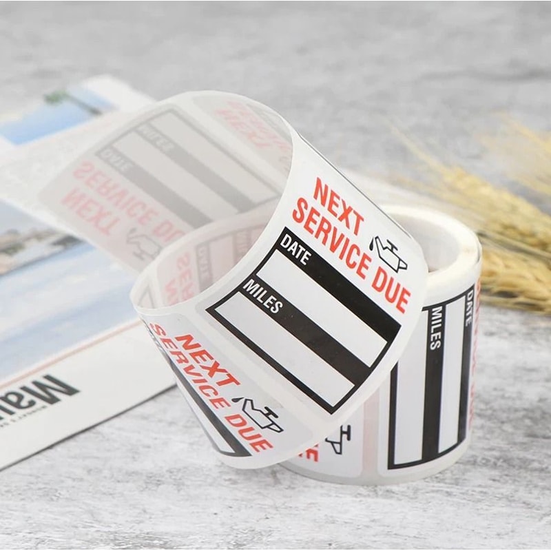 Clear Window Oil Change Reminder Stickers Roll Auto Service Reminder Labels 1
