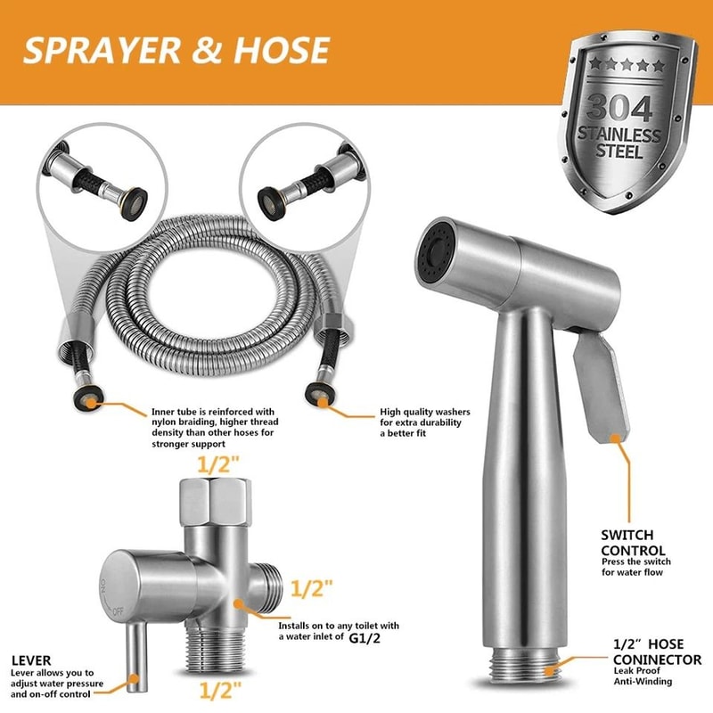Stainless Steel Handheld Bidet Sprayer Kit With Hose Toilet Bidet Spray Set 1