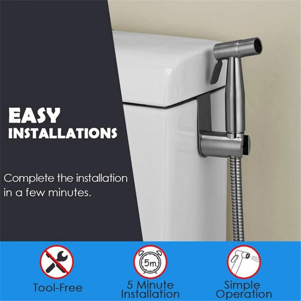 Stainless Steel Handheld Bidet Sprayer Kit With Hose Toilet Bidet Spray Set 4