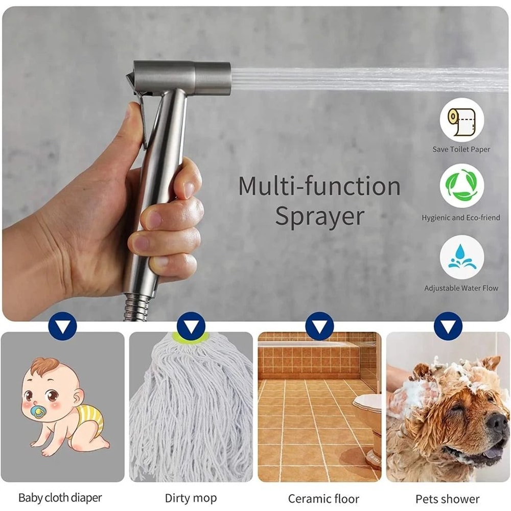 Stainless Steel Handheld Bidet Sprayer Kit With Hose Toilet Bidet Spray Set 5
