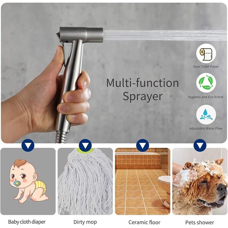 Stainless Steel Handheld Bidet Sprayer Kit With Hose Toilet Bidet Spray Set 5