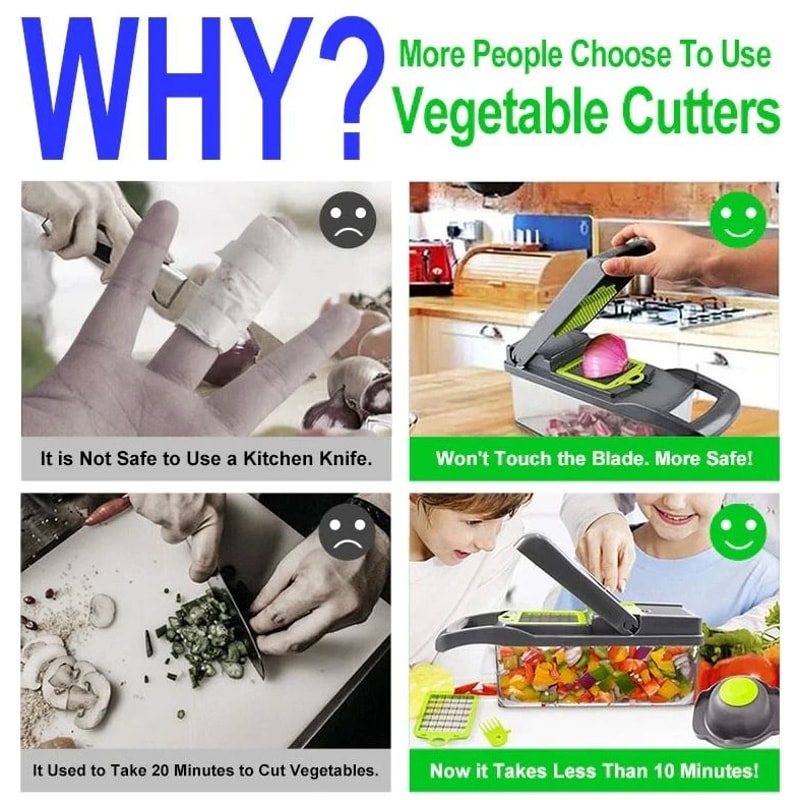 Vegetable Chopper And Vegetable Dicer Multi Blade Kitchen Prep Cutter 16