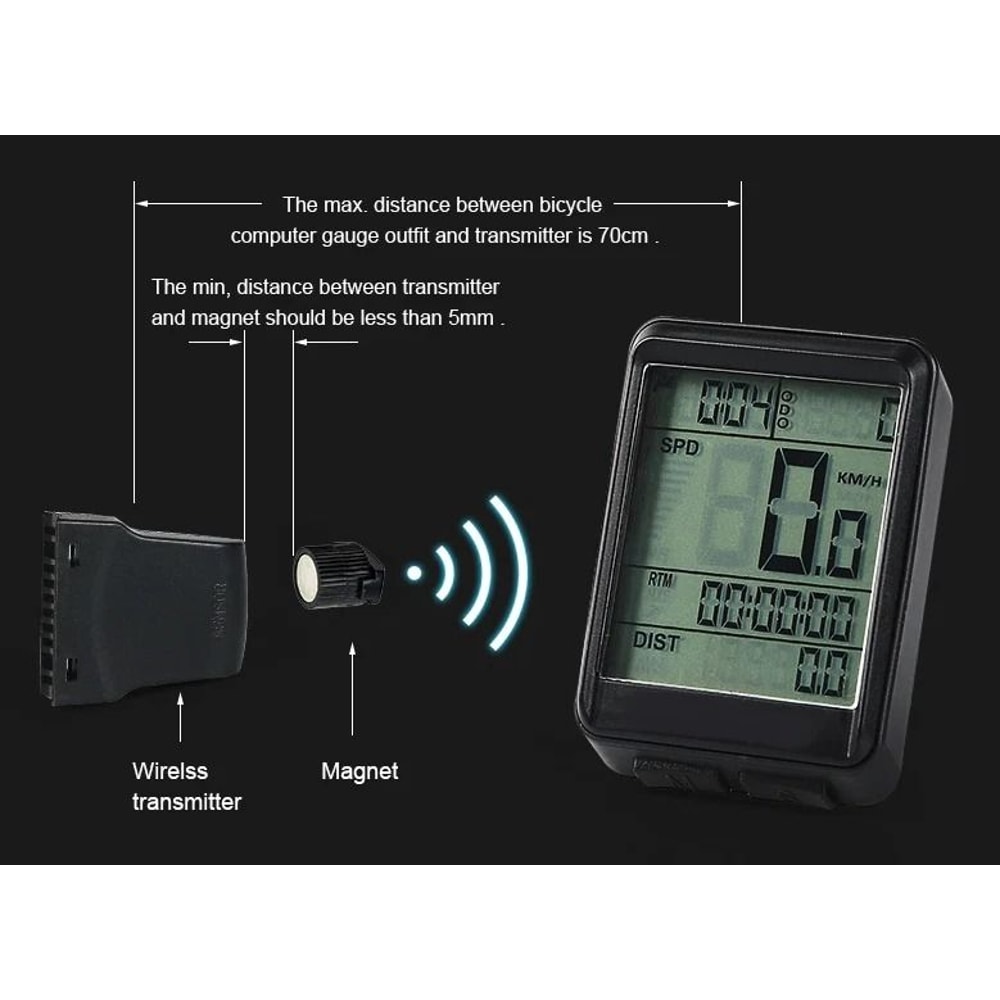 Wireless Bike Speedometer Waterproof Cycling Computer With LCD Display And Odometer 6