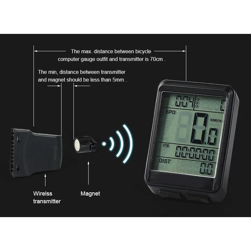 Wireless Bike Speedometer Waterproof Cycling Computer With LCD Display And Odometer 6