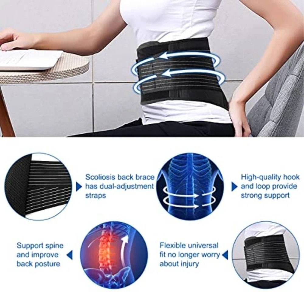 Premium Lower Back Support Brace For Lumbar Pain Relief Adjustable Waist Belt 2