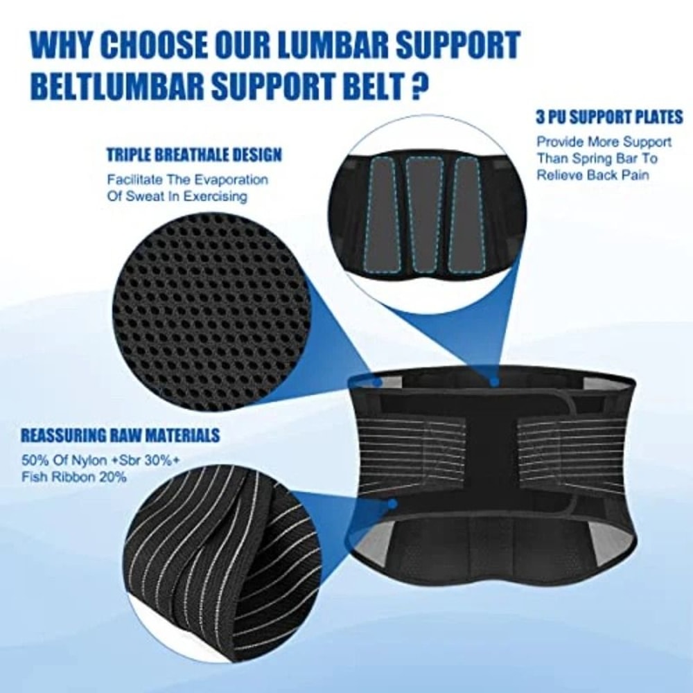 Premium Lower Back Support Brace For Lumbar Pain Relief Adjustable Waist Belt 9