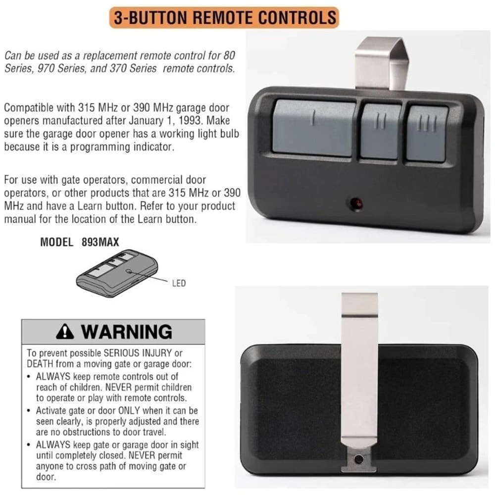 Garage Door Opener Remote For Chamberlain LiftMaster 8