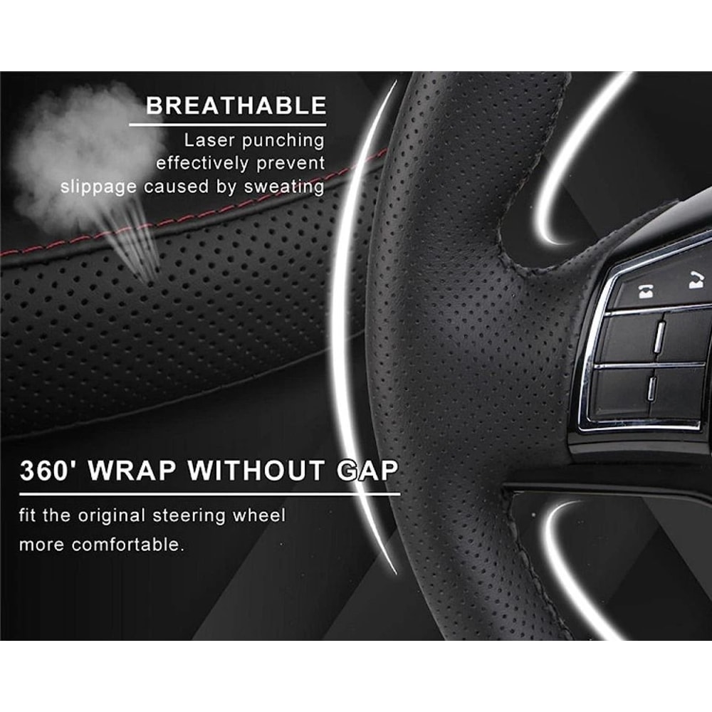 Genuine Leather DIY Car Steering Wheel Cover Antislip Custom Fit 2