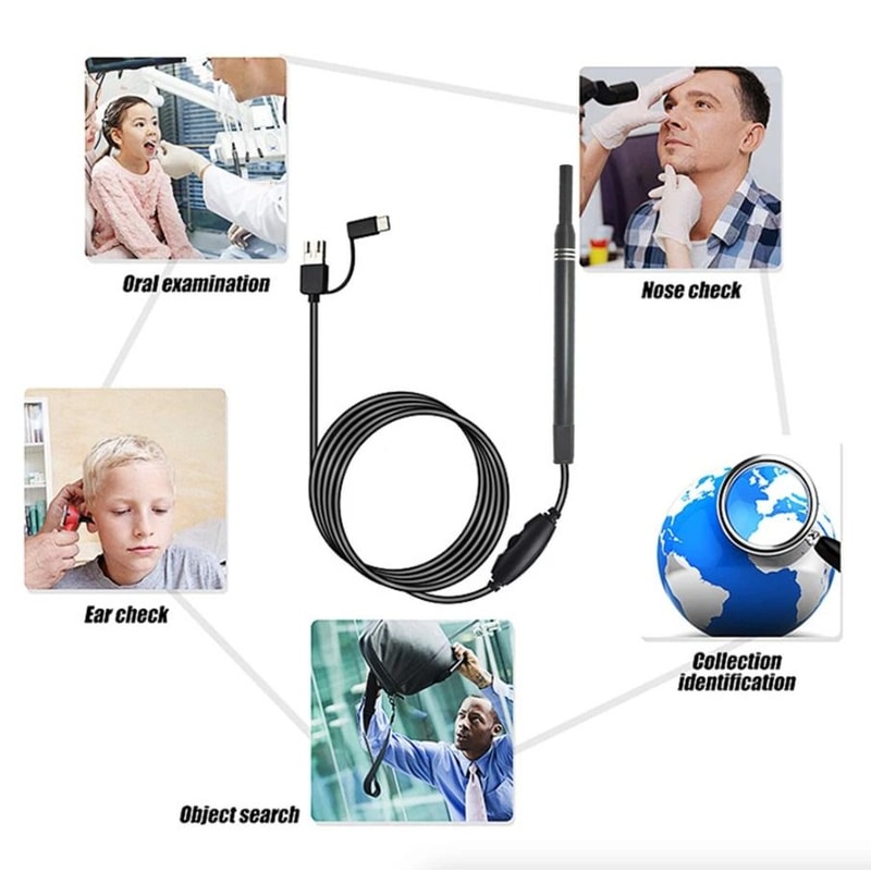 LED Ear Endoscope Otoscope Camera With Adjustable LED Lights HD Ear Wax Cleaning Tool Kit For Safe 12