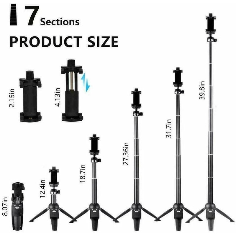 Selfie Stick Tripod With Bluetooth Remote Extendable For IPhone Android 2