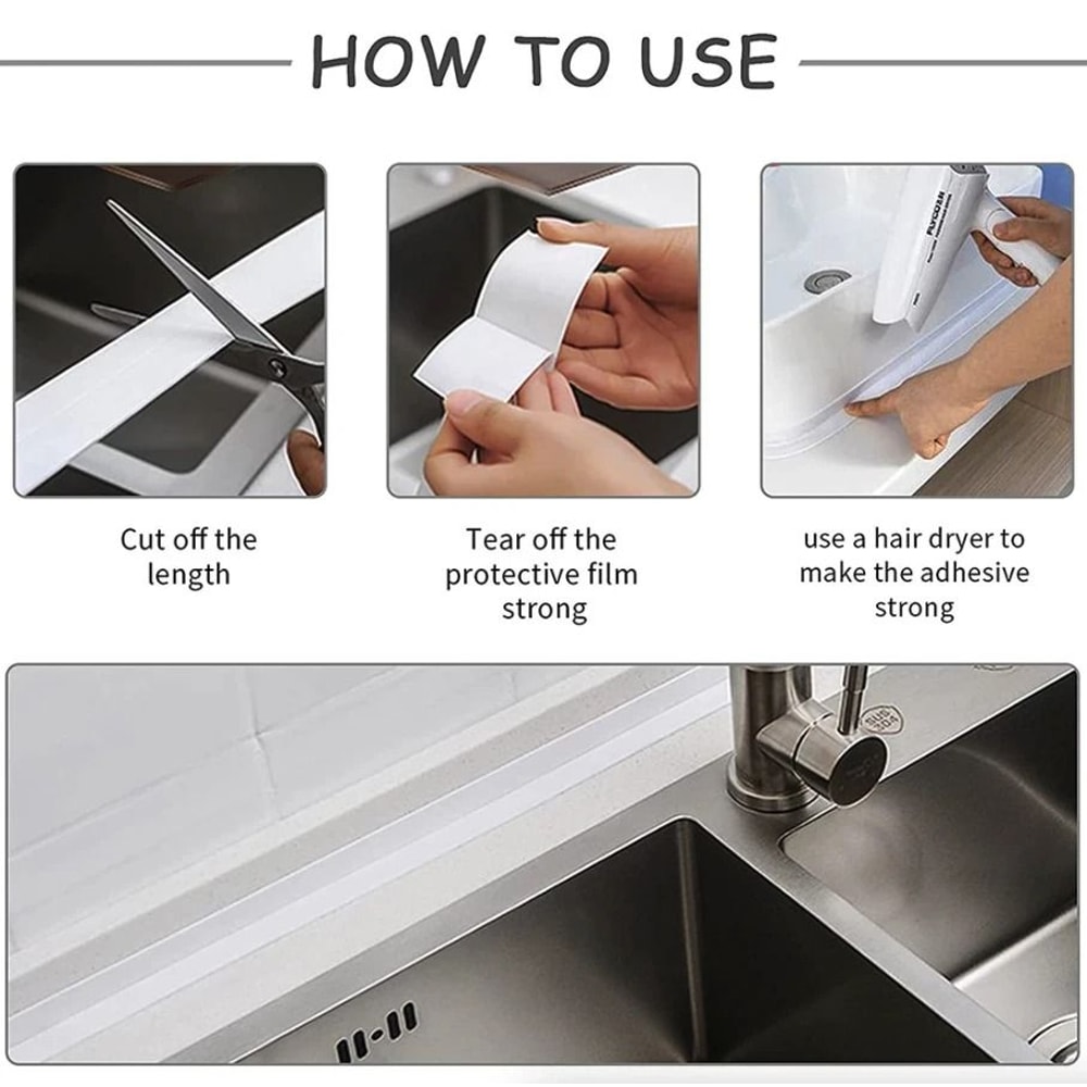 PVC Self Adhesive Caulk Sealing Tape For Kitchen And Bathroom Walls Sinks And Toilets 10