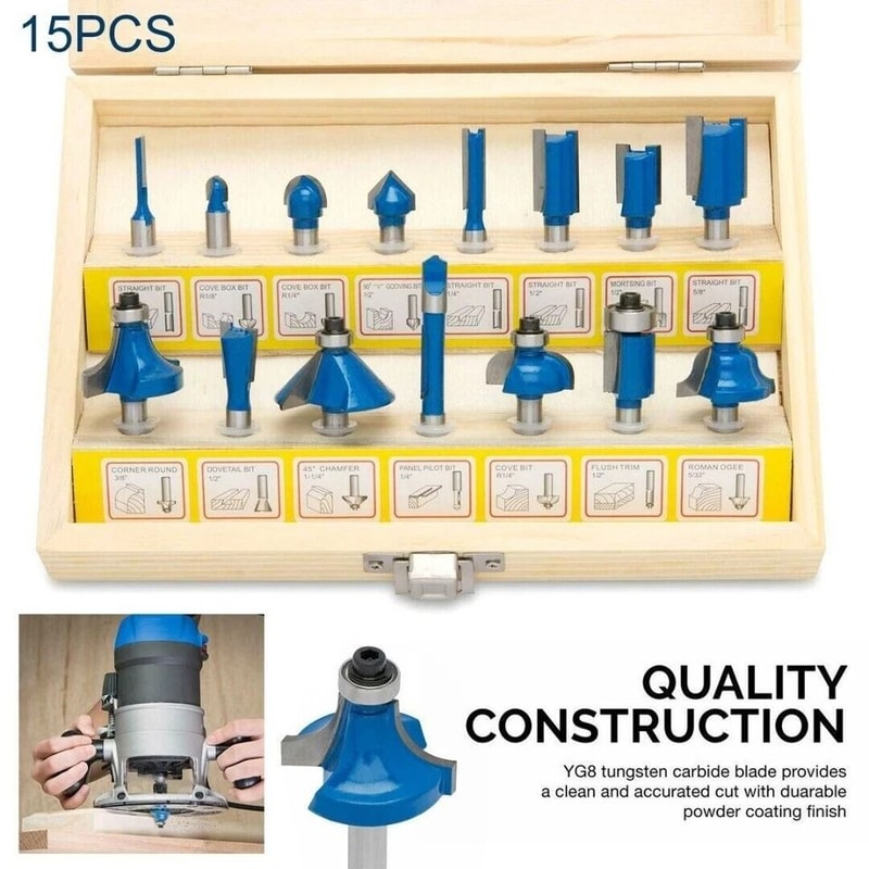 Piece Tungsten Carbide Router Bit Set For Precision Woodworking 9