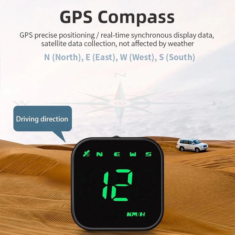 Digital Car HUD GPS Speedometer Head Up Display With Overspeed Alarm And Compass 13