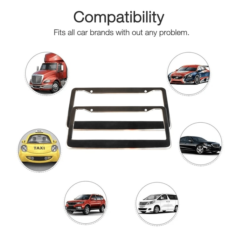 Stainless Steel Chrome License Plate Frame With Screw Caps Rustresistant Universal Fit 9