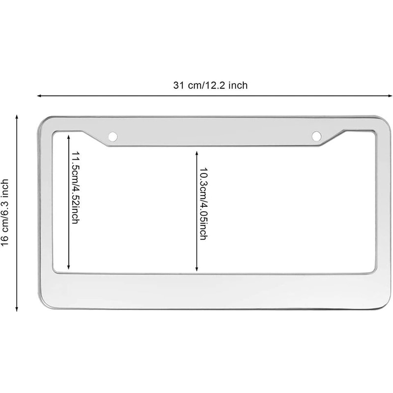 Stainless Steel Chrome License Plate Frame With Screw Caps Rustresistant Universal Fit 2