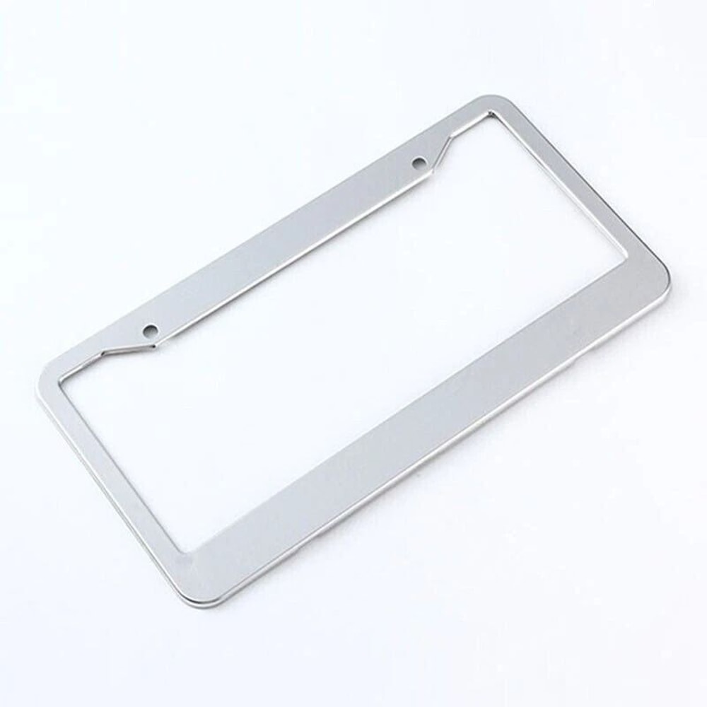 Stainless Steel Chrome License Plate Frame With Screw Caps Rustresistant Universal Fit 3