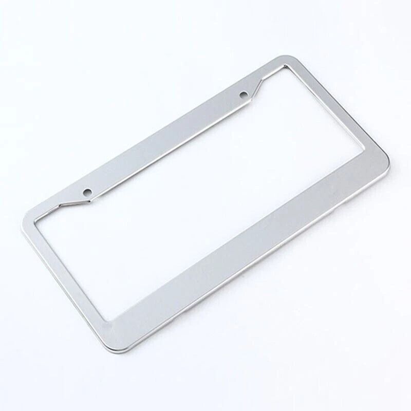Stainless Steel Chrome License Plate Frame With Screw Caps Rustresistant Universal Fit 3