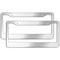 Stainless Steel Chrome License Plate Frame With Screw Caps Rustresistant Universal Fit 0