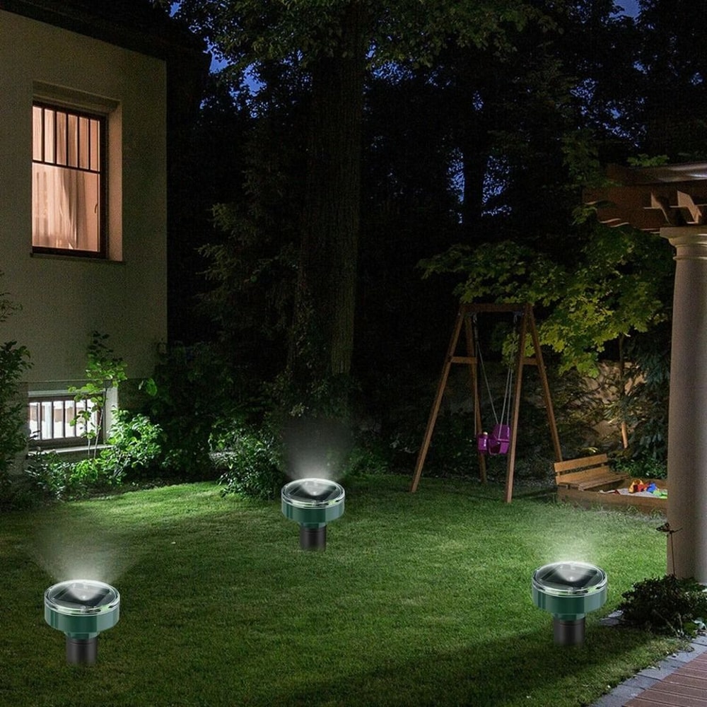 SolarPowered Ultrasonic Pest Repeller With LED Lights Mice Mole Gopher Snake Deterrent 14