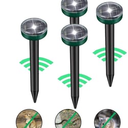 solar-powered ultrasonic pest repeller with led lights mice, mole, gopher & snake deterrent