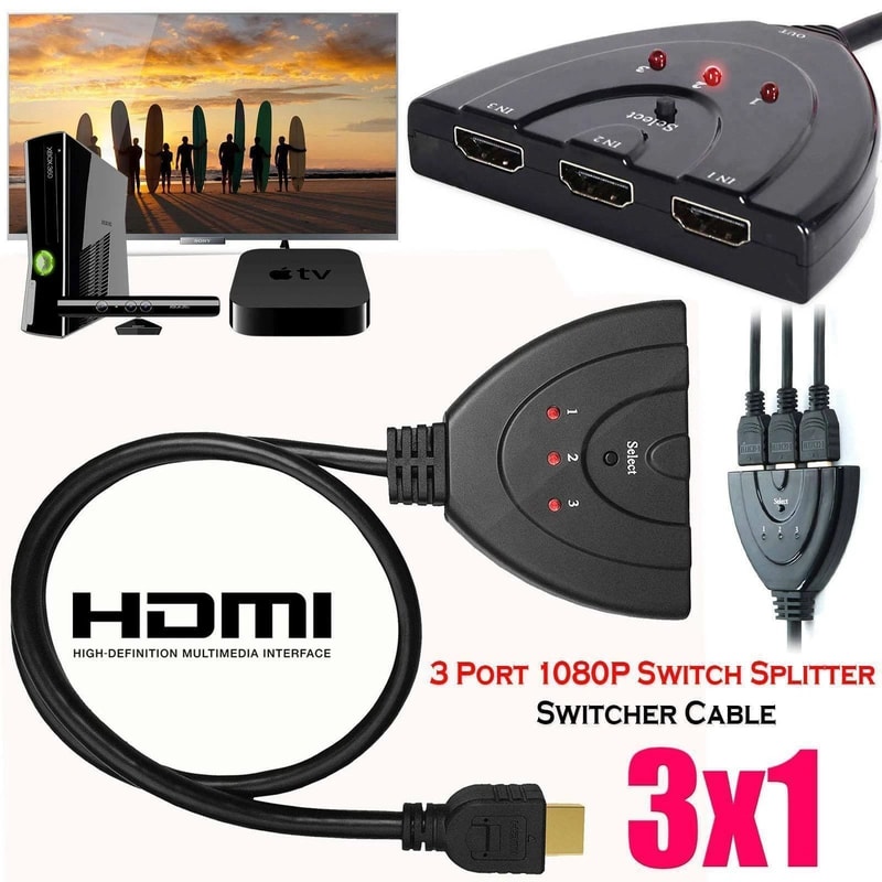 HDMI Splitter Switch Hub Adapter For HDTV Xbox HighQuality Video And Audio 10