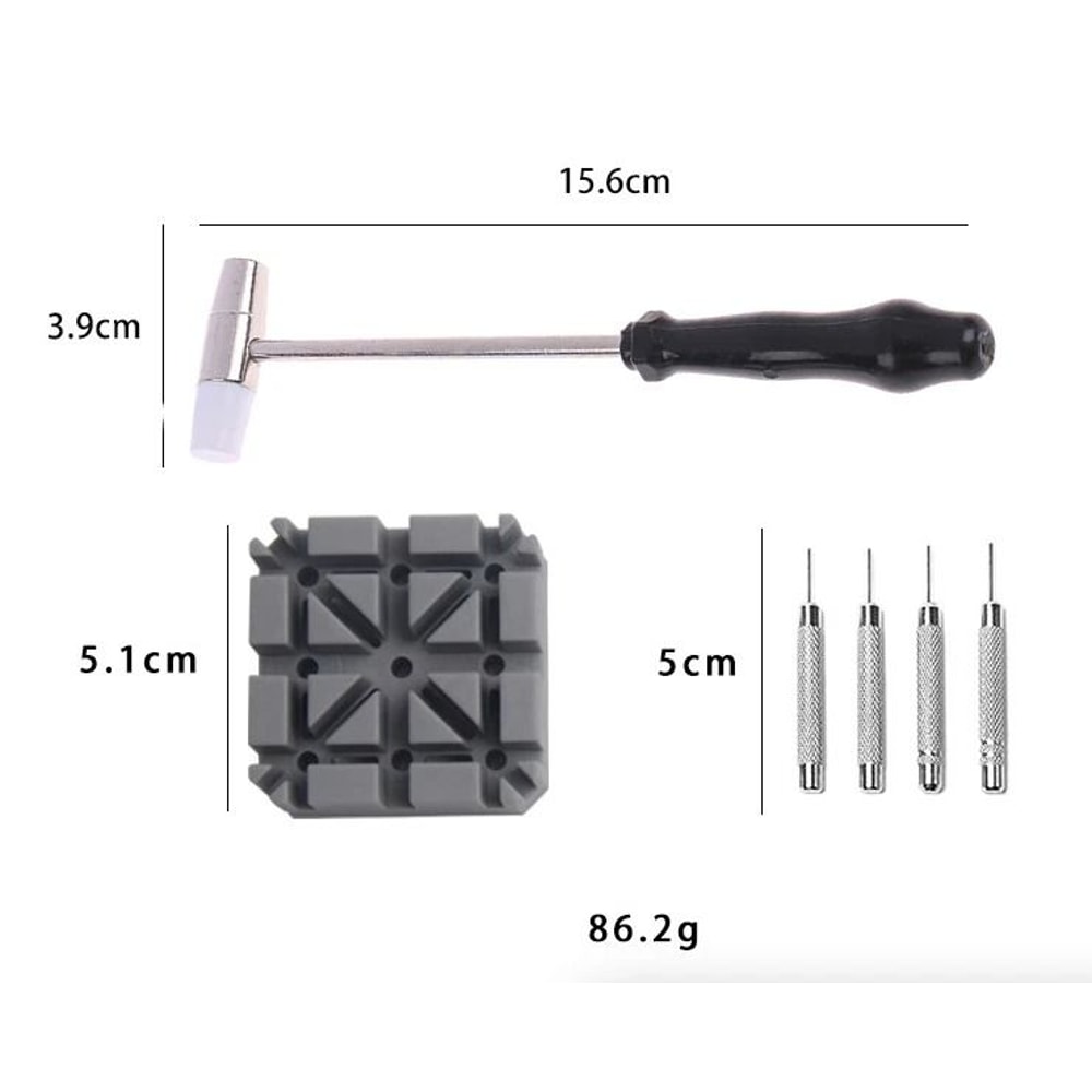 Watch Repair Link Remover Tool Kit Hammer Punch Pins Strap Holder For Quick Adjustmentss 1