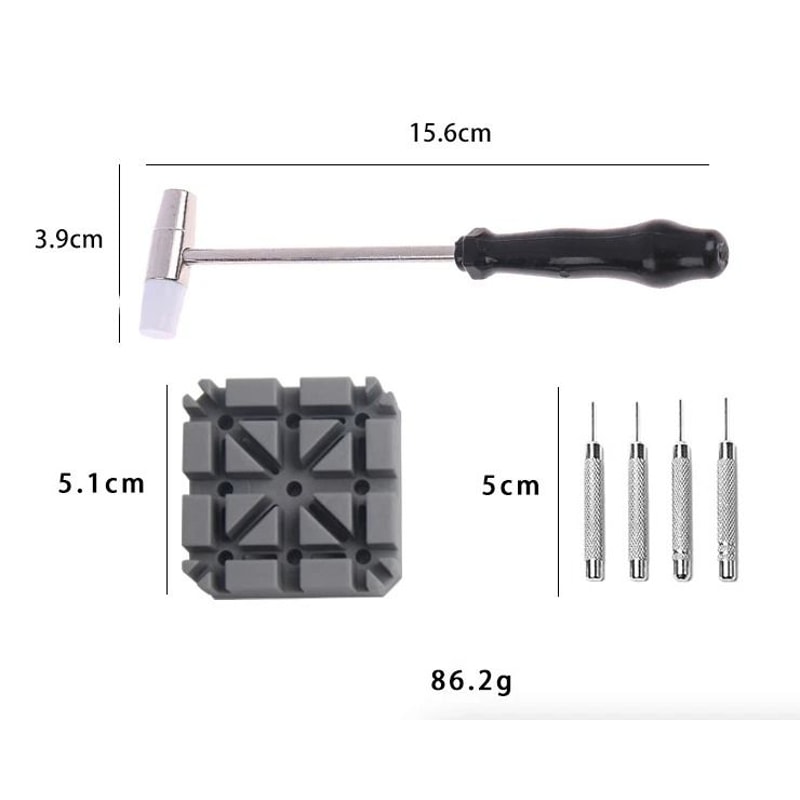 Watch Repair Link Remover Tool Kit Hammer Punch Pins Strap Holder For Quick Adjustmentss 1