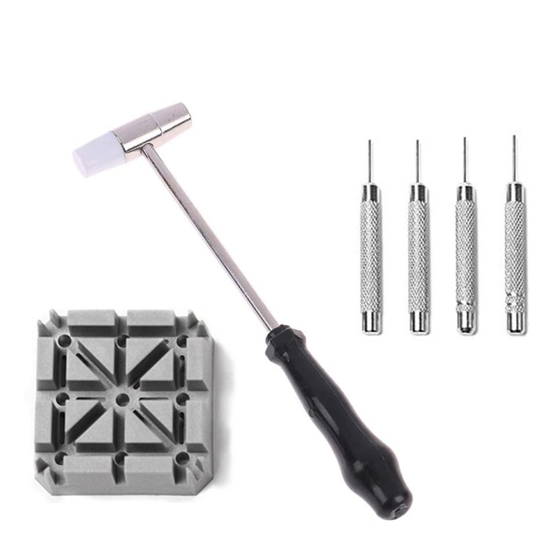 Watch Repair Link Remover Tool Kit Hammer Punch Pins Strap Holder For Quick Adjustmentss 5