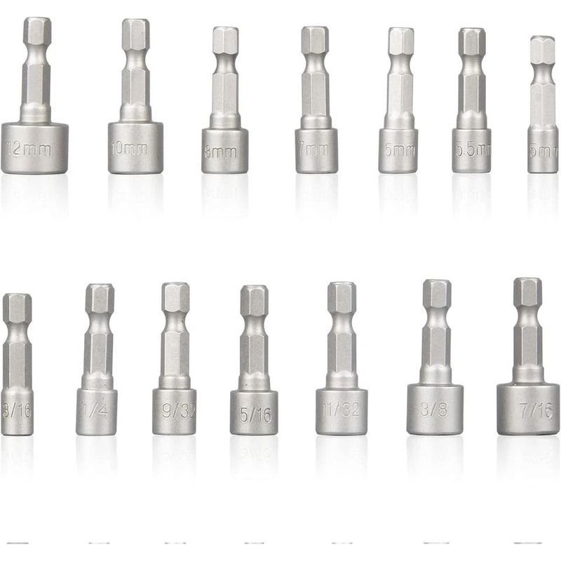 Power Nut Driver Bit Set Quick Change Hex Shank MM SAE Impact 5