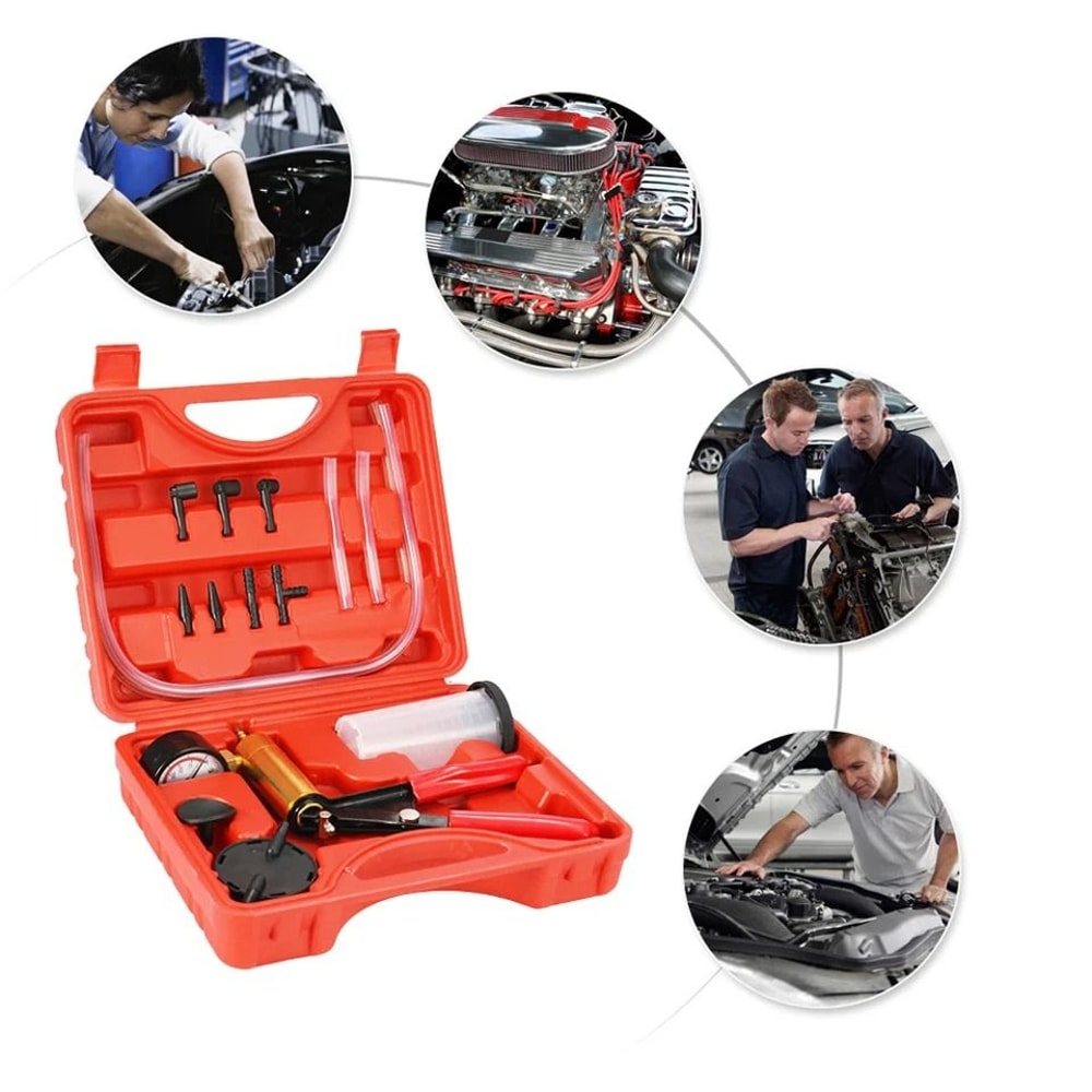 Handheld Vacuum Pressure Pump Brake Fluid Bleeder Kit Complete Car Truck Motorcycle Maintenance To 12