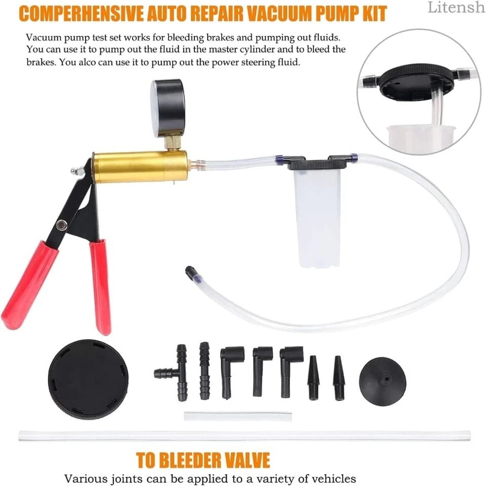 Handheld Vacuum Pressure Pump Brake Fluid Bleeder Kit Complete Car Truck Motorcycle Maintenance To 18