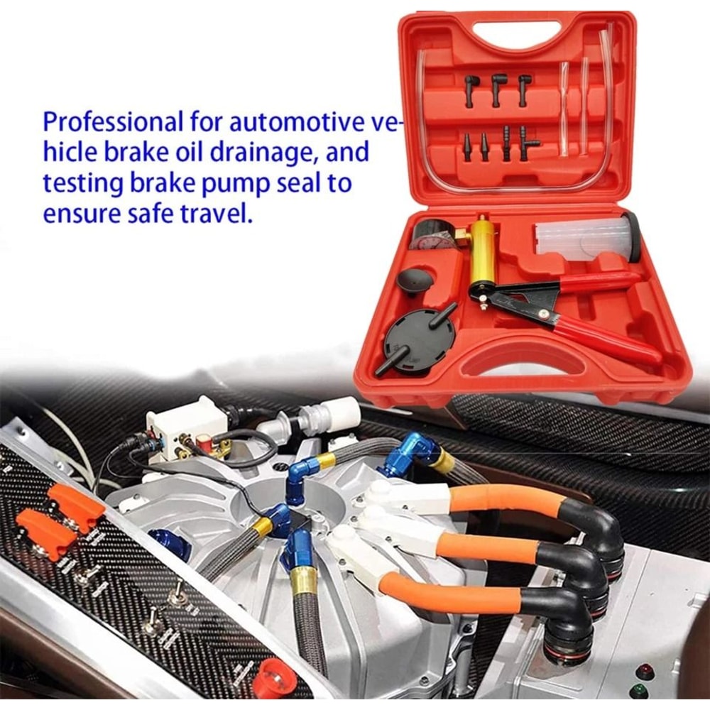 Handheld Vacuum Pressure Pump Brake Fluid Bleeder Kit Complete Car Truck Motorcycle Maintenance To 7